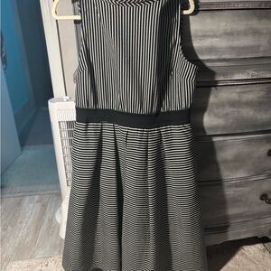 Eva Mendes for New York & Company Black and White Pleated Midi Dress